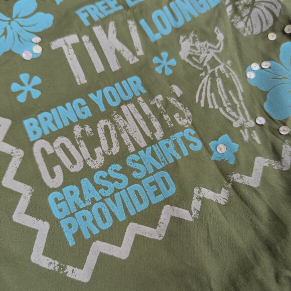 Old Navy Green HULA Tote Bag Cotton Sequin Accents 2004 Nostalgia Millennial Y2K - Picture 5 of 8